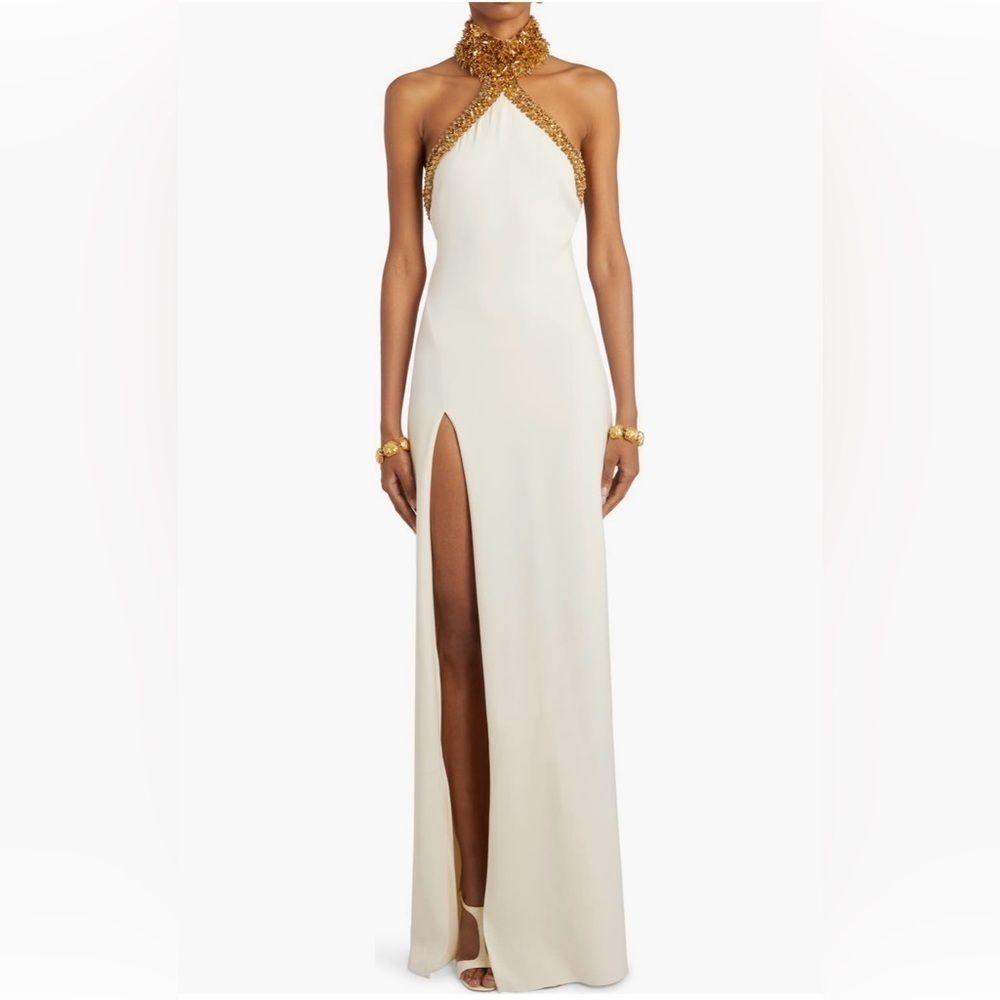 Tom Ford beaded fringe halter gown size 38 - Picture 8 of 16
